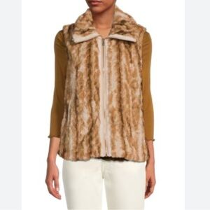 Catherine Malandrino Faux Fur Zip Vest Size 3X NWTS Tan